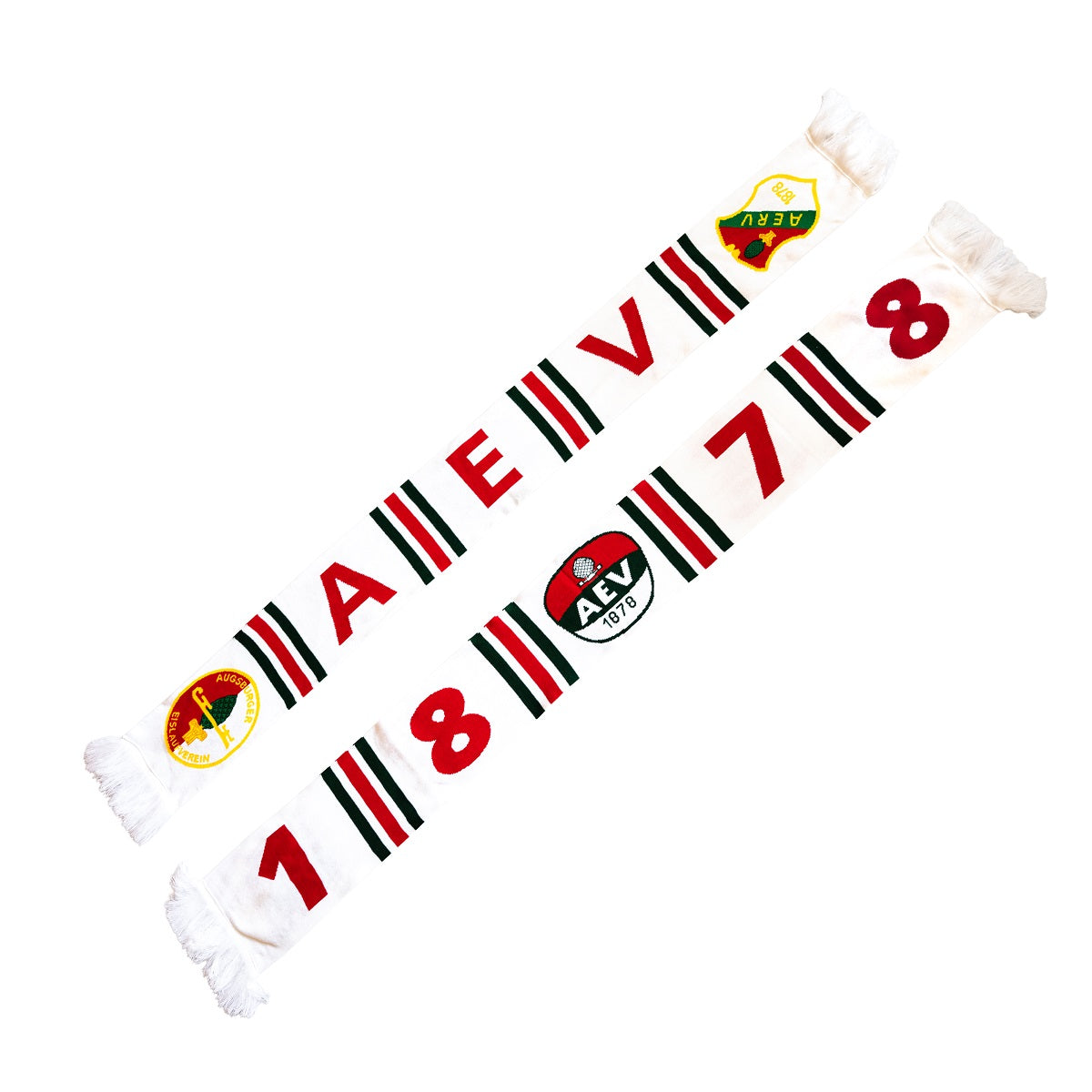 Auf der ersten Schalseite (im Bild oben) ist außen jeweils das alte "AERV" Logo abgebildet, mittig in großen Buchstaben "AEV". Auf der zweiten Schalseite (im Bild unten) ist das AEV-Wappen mittig, links sowie rechts davon in großen Zahlen "1878" zu sehen.