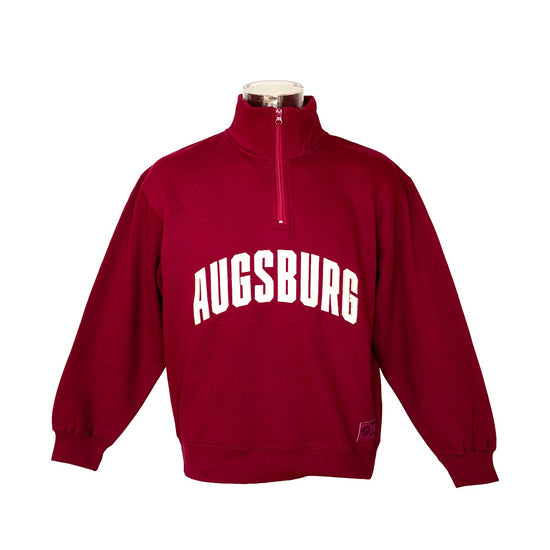 Bordeaux-roter Halfzip mit großem "AUGSBURG" Schriftzug