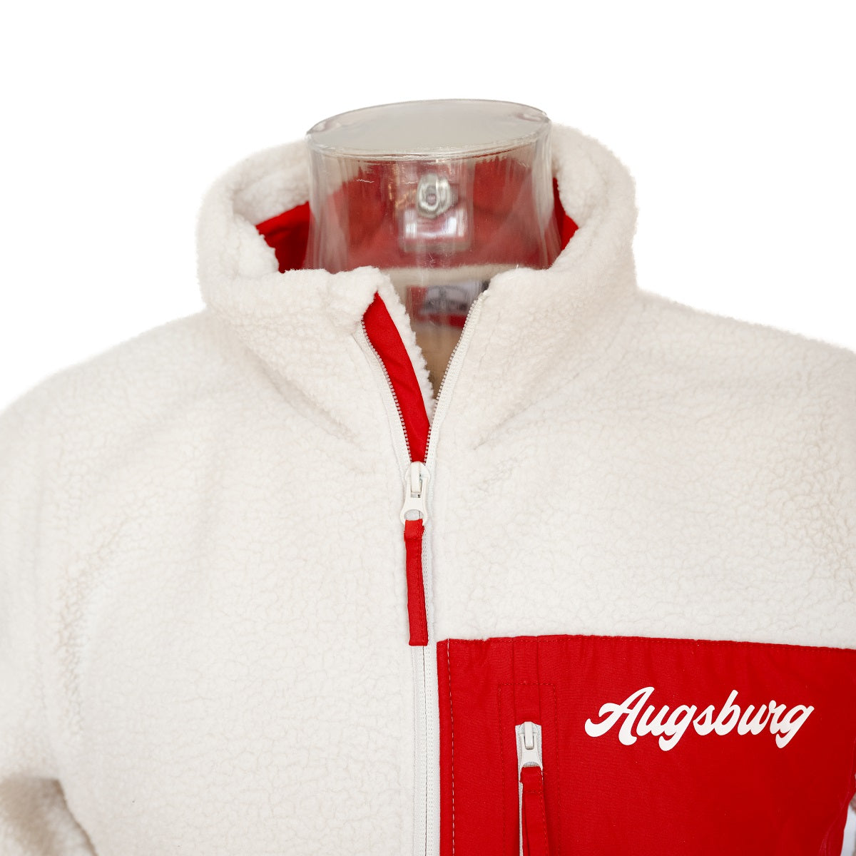 Nahaufnahme des Kragens samt Reißverschluss