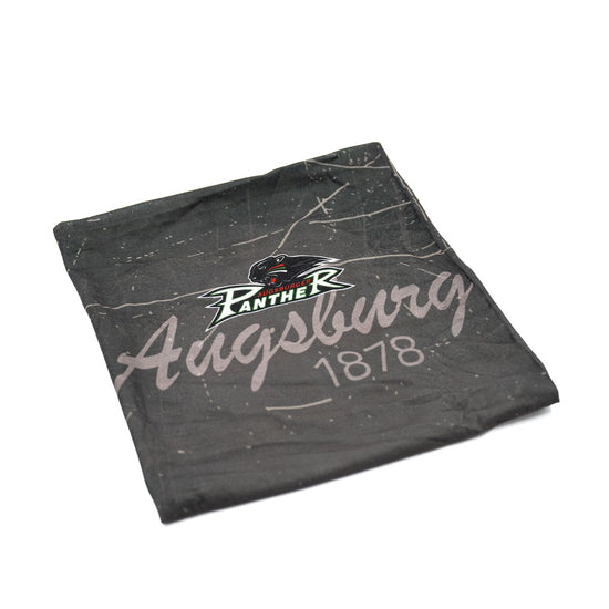schwarz-graues Multifunktionstuch mit Pantherlogo und "Augsburg 1878" Schriftzug