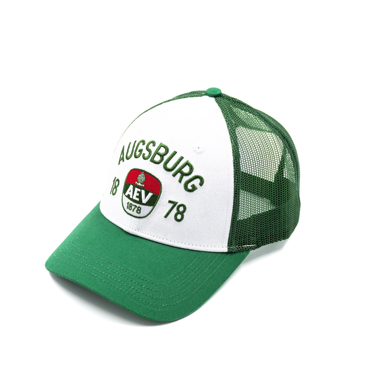 Cap mit grünem Netz und gesticketem AEV-Logo sowie "Augsburg und 1878" Stick